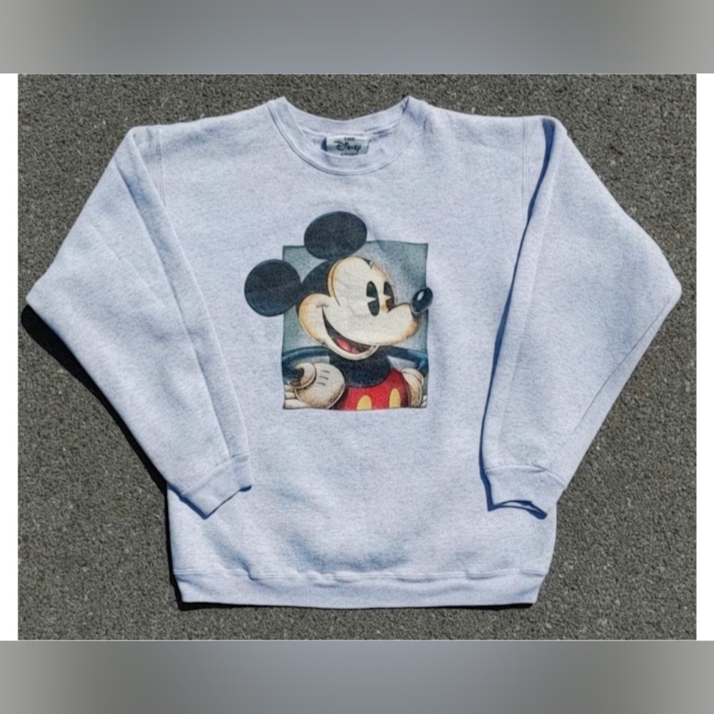 Vtg 1990s Disney Mickey Mouse  Kids Youth Crew Neck Made in USA Sweatshirt Small